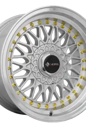 Money Back Guarantee Vors VR3 4x108 16x8  +20 Silver Machine Lip Gold Rivet
