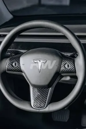 Cheap Tesla Model 3 / Y Carbon Fiber Steering Wheel Trim tesla018