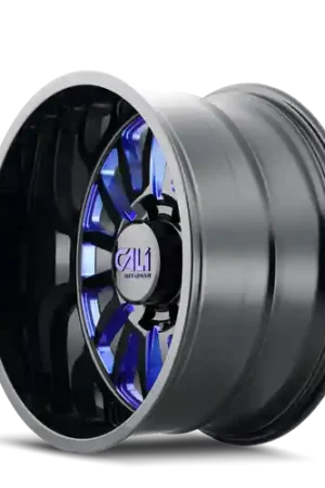 Hot Deal Cali Off-Road Summit 9110 8x165.1 24x14-76 Gloss Black/Blue Milled Spokes