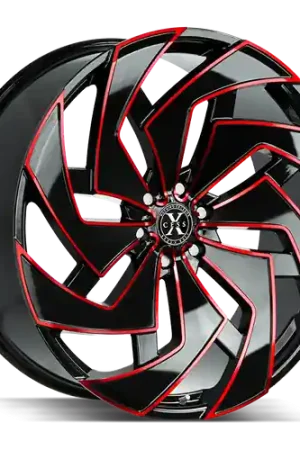 Super Sale Xcess X04 5x115 22x9 +15 Gloss Black Candy Red Milled
