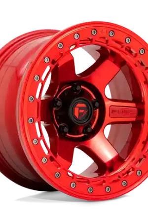 Genuine Fuel 1PC D123 BLOCK BEADLOCK 5X127 17X9 -15 CANDY RED WITH CANDY RED RING
