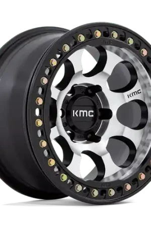 Free Returns KMC KM237 RIOT BEADLOCK 6X139.7 17X9 -12 MACHINED FACE SATIN BLACK WINDOWS WITH SATIN BLACK RING