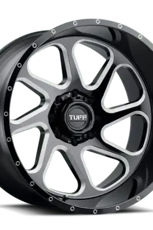 Budget Tuff T2B 8X165.1 26X14 -72 GLOSS BLACK W/ MILLED SPOKES