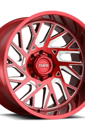 Cheap Tuff T4B 6X139.7 22X12 -45 CANDY RED W/ MILLED SPOKE