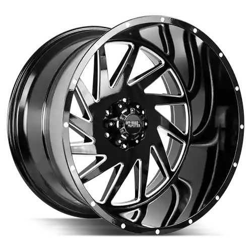 Free Shipping Off Road Monster M12 5x139.7 24x14-76 Gloss Black Milled