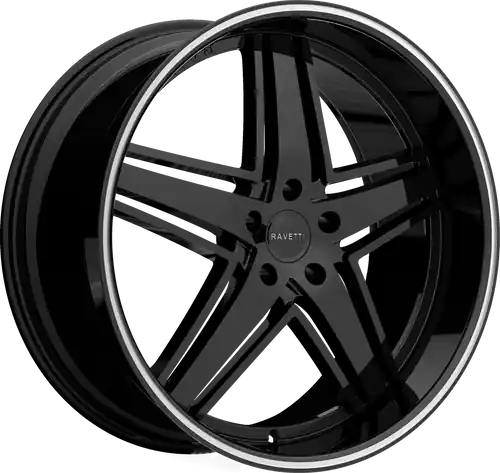 RAVETTI M6 5X120 20x8.5 +15 BLACK WITH PINSTRIPE Wholesale