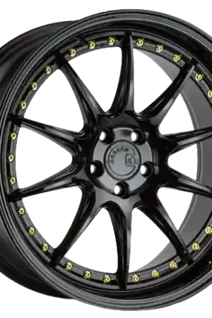 Deal Aodhan DS07 5x114.3 19x9.5+15 Gloss Black W /Gold Rivets