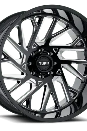 Tuff T4B 8X165.1 20X12 -45 GLOSS BLACK W/ MILLED SPOKES Price Drop