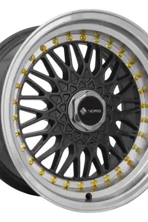 Viral Vors VR3 4x108 15x8  +20 Gun Metal Machine Lip Gold Rivet