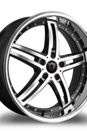 MARQUEE WHEELS M5329 5x115 20x9+35 BLACK / MACHINED/STAINLESS LIP Wholesale
