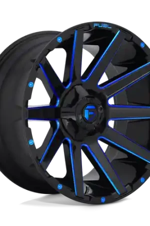 Fuel 1PC D644 CONTRA 8X180 24X12 -44 GLOSS BLACK BLUE TINTED CLEAR Certified