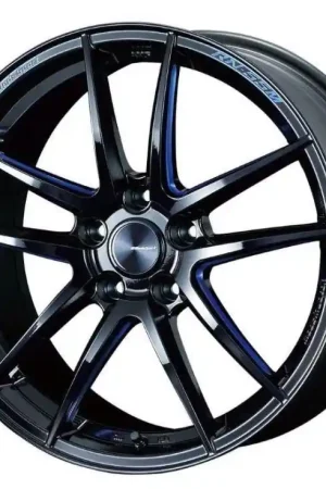 Wedssport RN55M Black Blue Machine 18x9.5 +38mm 5x114.3 (Single Wheel) - 2015-2024 Subaru WRX / 2015-2021 STI / 2019-2024 Forester In Demand