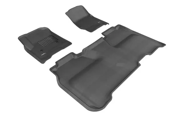 3D MAXpider 2014-2019 Chevrolet Silverado Crew Cab Kagu 1st & 2nd Row Floormats - Black Top Pick