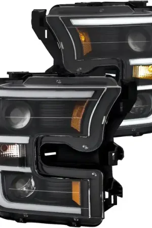 ANZO 2015-2017 Ford F-150 Projector Headlights w/ Plank Style Switchback Black w/ Amber Brand New
