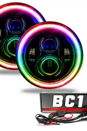 Oracle 7in High Powered LED Headlights - Black Bezel - ColorSHIFT - BC1 Buy Today