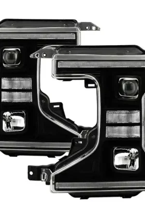 Spyder Signature 20-22 Ford F250/F350 (Halogen) Proj. Headlights - Black (PRO-YD-FS20HALSI-SEQ-BK) Reduced Price