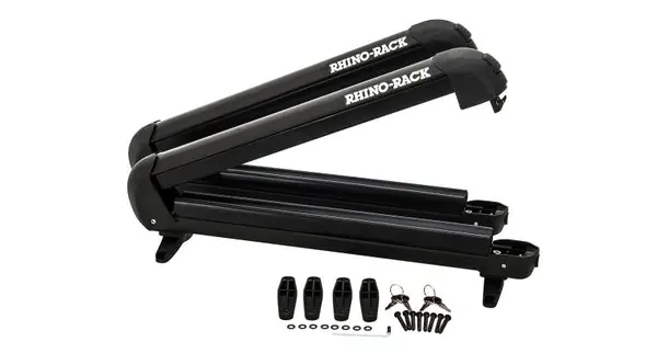 Professional Grade Rhino-Rack Universal Ski/Snowboard Carrier - Fits 4 Pairs of Skis or 2 Snowboards - Black