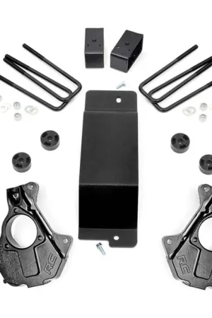 High Quality 3.5 Inch Suspension Lift Knuckle Kit w/Lifted Struts V2 Monotube Shocks 07-13 Silverado/Sierra 1500 Cast Steel Rough Country