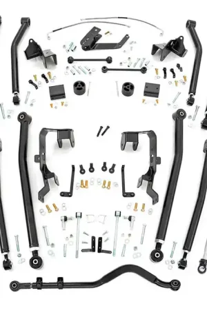 Hot Deal 4.0 Inch Jeep Long Arm Suspension Lift Kit w/ Vertex Adjustable Reservoir Shocks 07-11 Wrangler JK 4-door Rough Country