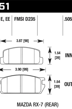 Hawk 81-85 Mazda RX-7 Blue 9012 Rear Race Brake Pads Buy Direct