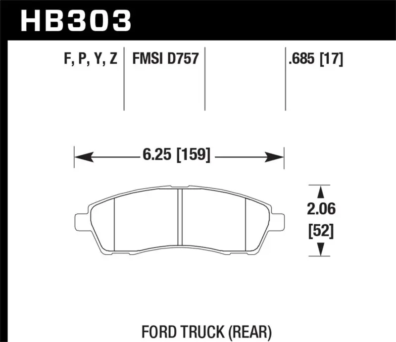 Limited Offer Hawk 99-05 Cadillac Excursion / 99-04 Ford F-250/F-350 Super Duty Pickup Rear LTS Street Brake Pads