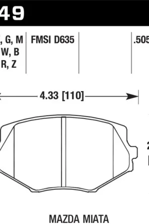 Hawk 94-05 Miata / 01-05 Normal Suspension HPS Street Front Brake Pads (D635) Professional Grade