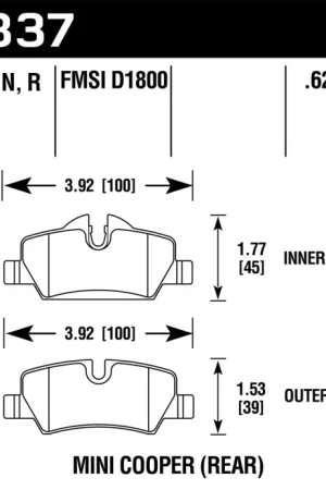 Hawk 14-17 Mini Cooper HPS 5.0 Rear Brake Pads Get Yours