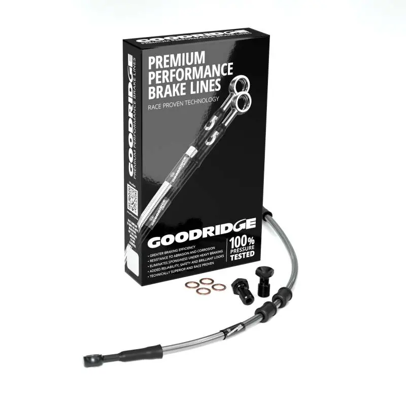 Goodridge 14-23 HD FLHR/FLHX (w/o ABS) +8in Clear Brake Line Kit w/Stainless Steel Fittings Fresh Stock