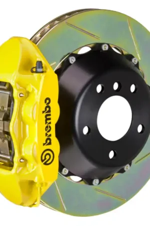 New Release Brembo 11-12 1M Rear GT BBK 4 Piston Cast 345x28 2pc Rotor Slotted Type-1- Yellow