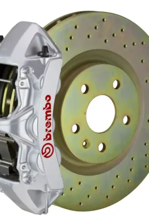Brembo 05-14 Mustang GT Excl non-ABS Equipped Fr GT BBK 6Pist Cast 355x32 1pc Rtr Slot Type1-Black Crafted