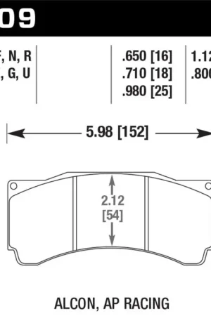 Certified Hawk AP Racing/Alcon 29mm DTC-70 Race Rear Brake Pads