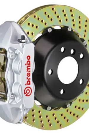 Brembo 18+ Wrangler 2-Door/4-Door Rear GT BBK 4 Piston Cast 380x28 2pc Rotor Drilled-Silver Handmade