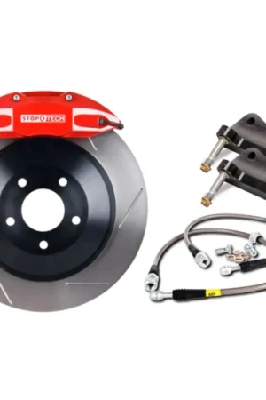 StopTech 05-14 Ford Mustang GT BBK Front ST-60 Red Calipers 1pc 355x32 Slotted Rotors Worldwide Shipping
