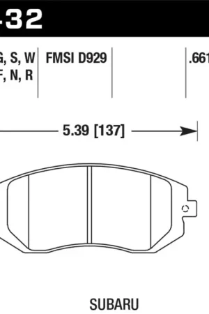Hawk 03-05 WRX / 08 WRX D929 Performance Ceramic Street Front Brake Pads Bulk Order