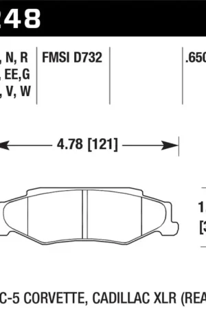 Hawk 03-04 Chevrolet Corvette 5.7L 50th Anniversary Edition Rear ER-1 Brake Pads Free Shipping