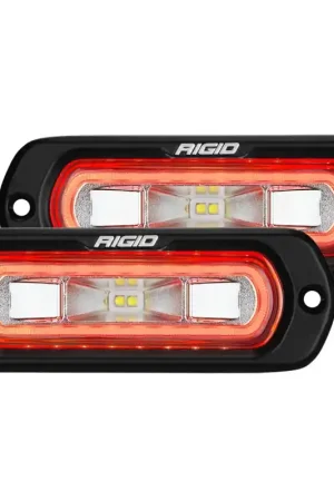 High Quality Rigid Industries SR-L Series Flush Mount LED Spreader Pair w/ Red Halo - Universal