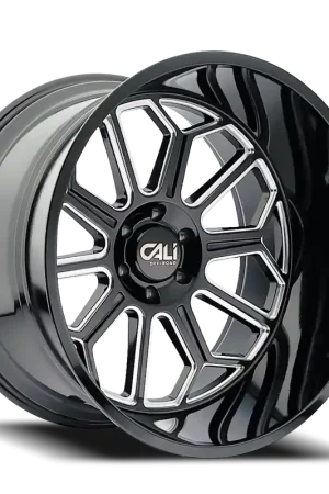 Save Now Cast Aluminum Wheels Auburn 9117 BM 20x10 Milled Gloss Black 8 On 180 Bolt Pattern -25 Offset Cali Offroad Wheels