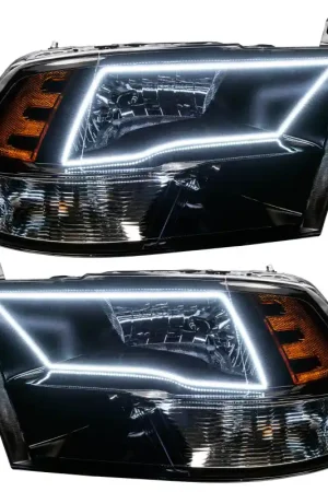 Viral Oracle 09-17 RAM 1500 TRX/SLT Quad Pre-Assembled Headlights - Black Housing - White