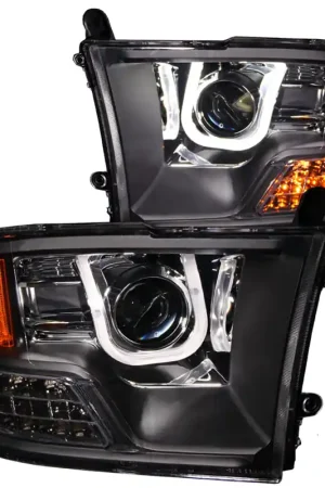 ANZO 2009-2016 Dodge Ram 1500 Projector Headlights w/ U-Bar Black Special Offer
