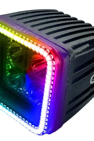 In Demand Oracle Off-Road 3in W Square Spotlight with Halo - ColorSHIFT