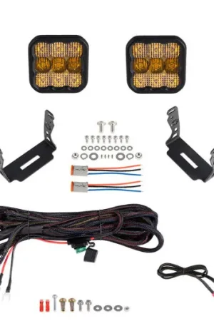 Diode Dynamics 18-21 Jeep JL Wrangler SS5 Bumper LED Pod Light Kit - Yellow Pro Combo Deal