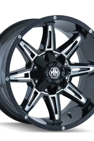 Genuine Mayhem 8090 Rampage 17x9 / 5x127 BP / -12mm Offset / 87mm Hub Black w/ Milled Spokes Wheel