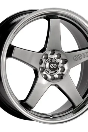 Enkei EV5 17x7 5x100/114.3 38mm Offset 72.6 Bolt Diameter Hyper Black w/ Machined Lip Wheel Special Discount