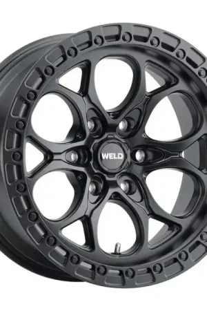 Free Returns Weld Off-Road W108 18X9 Ledge 6X139.7 ET-00 BS5.01 Satin Black / Satin Black Ring 106.1