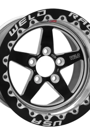 Weld S71 15x12.33 / 5x4.5 BP / 5.5in. BS Black Wheel (Medium Pad) - Black Single Beadlock MT Fresh Stock