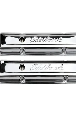 Edelbrock Valve Cover Signature Series Chevrolet 1959-1986 262-400 CI V8 Low Chrome Worldwide Shipping