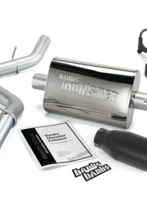 Banks Power 97-99 Jeep 2.5/4.0L Wrangler Slip Fit Cat Monster Exh Sys - SS Single Exh w/ Blk Tip Final Sale