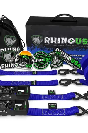 Rhino USA Heavy Duty Ratchet Tie-Downs 2-Pack (Blue) 1.6In X 8Ft Order Now
