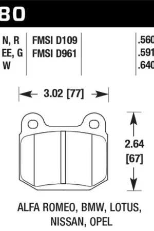 Limited Edition Hawk 03-06 Evo / 04-09 STi / 03-07 350z Track DTC-60 Race Rear Pads