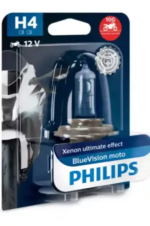 Philips Blue Vision Motorcycle Globe H4 - 12342BVUBW Warranty Included